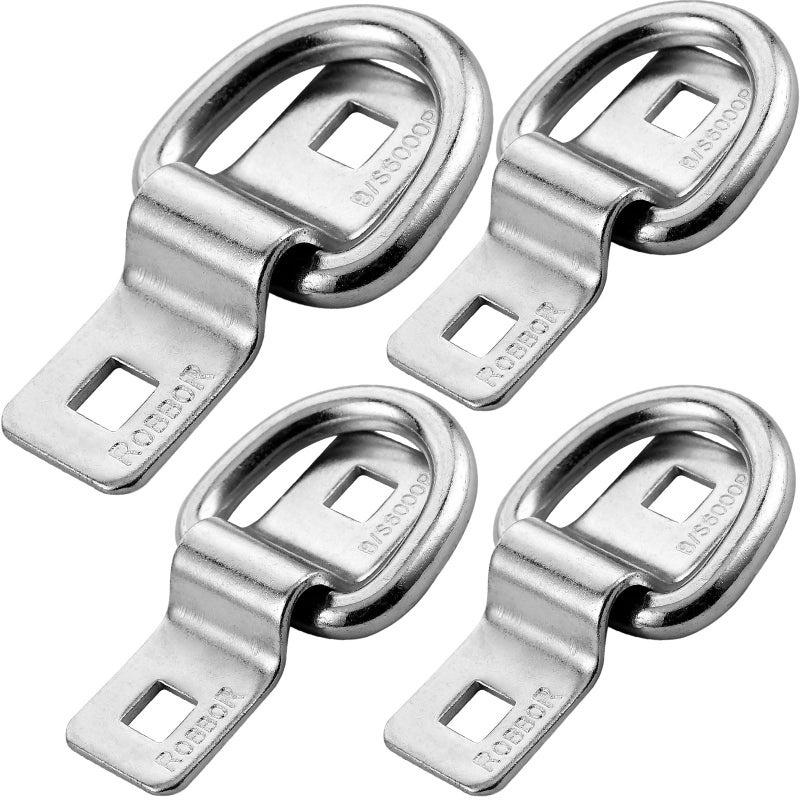 Robbor D Ring,Tie Down Anchor 4 Pk Robbor Surface Mount Tie Down Ring Heavy Duty 6000 Pound Breaking Strength Super Strong Forged Steel for Trailer Cargo Control, Tying Down Motor Bikers,ATV's - Image 2